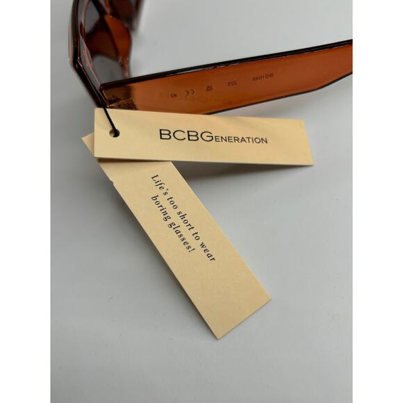 BCBGENERATION 52mm Burnt Orange/Brown Rectangle Sunglasses - Picture 4 of 4